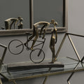 Antique Bronze Kissing Couple On Bike Sculpture