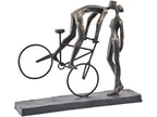 Antique Bronze Kissing Couple On Bike Sculpture - Home Furniture Interiors