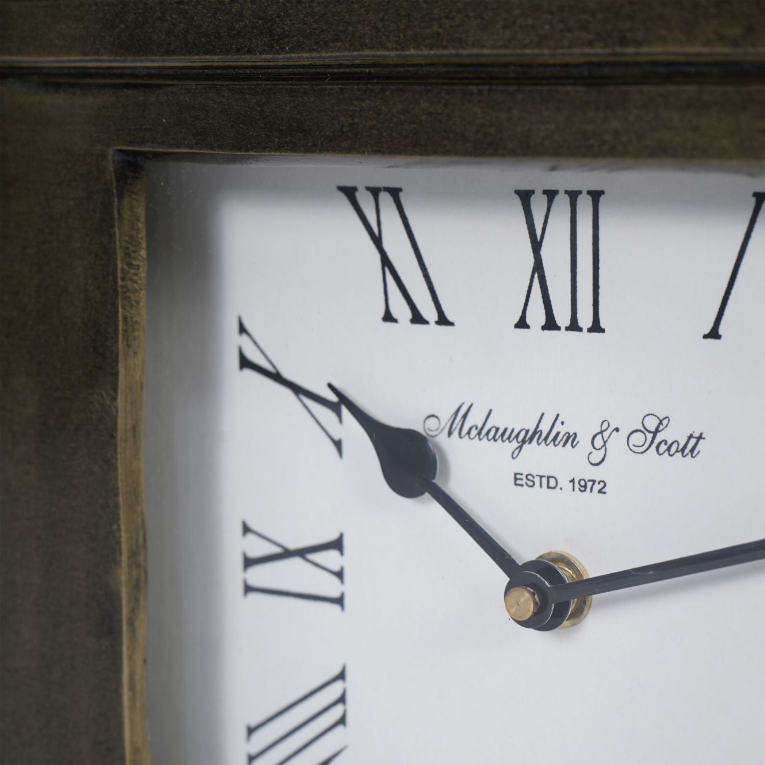 Antiqued Burnished Brass Finish Square Mantel Clock