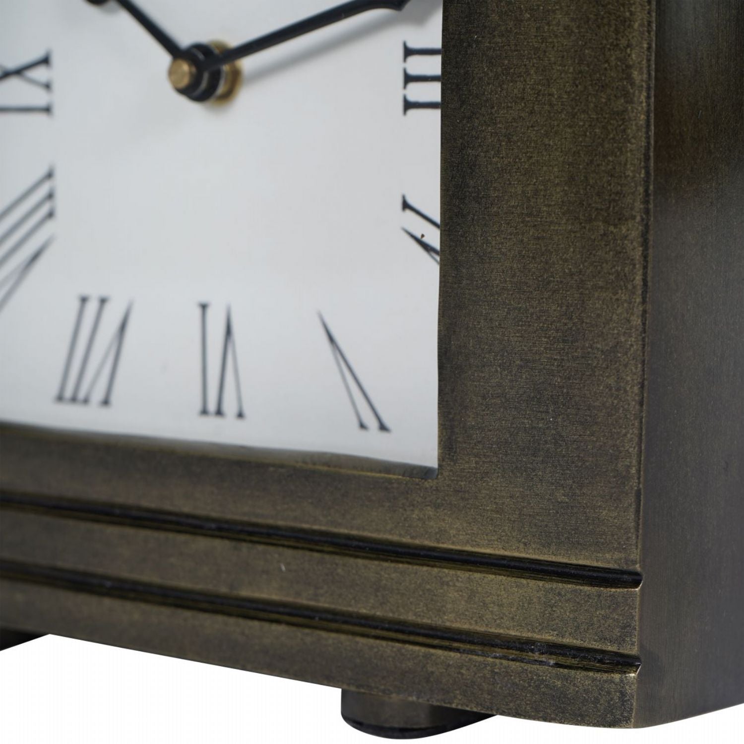 Antiqued Burnished Brass Finish Square Mantel Clock