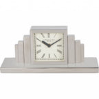 Art Deco Silver Nickel Plated Mantel Clock - Home Furniture Interiors