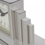 Art Deco Silver Nickel Plated Mantel Clock - Home Furniture Interiors