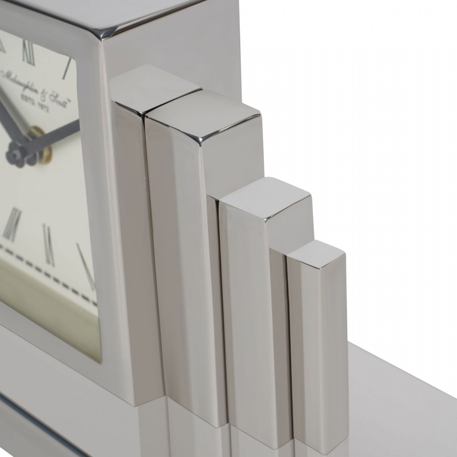 Art Deco Silver Nickel Plated Mantel Clock - Home Furniture Interiors
