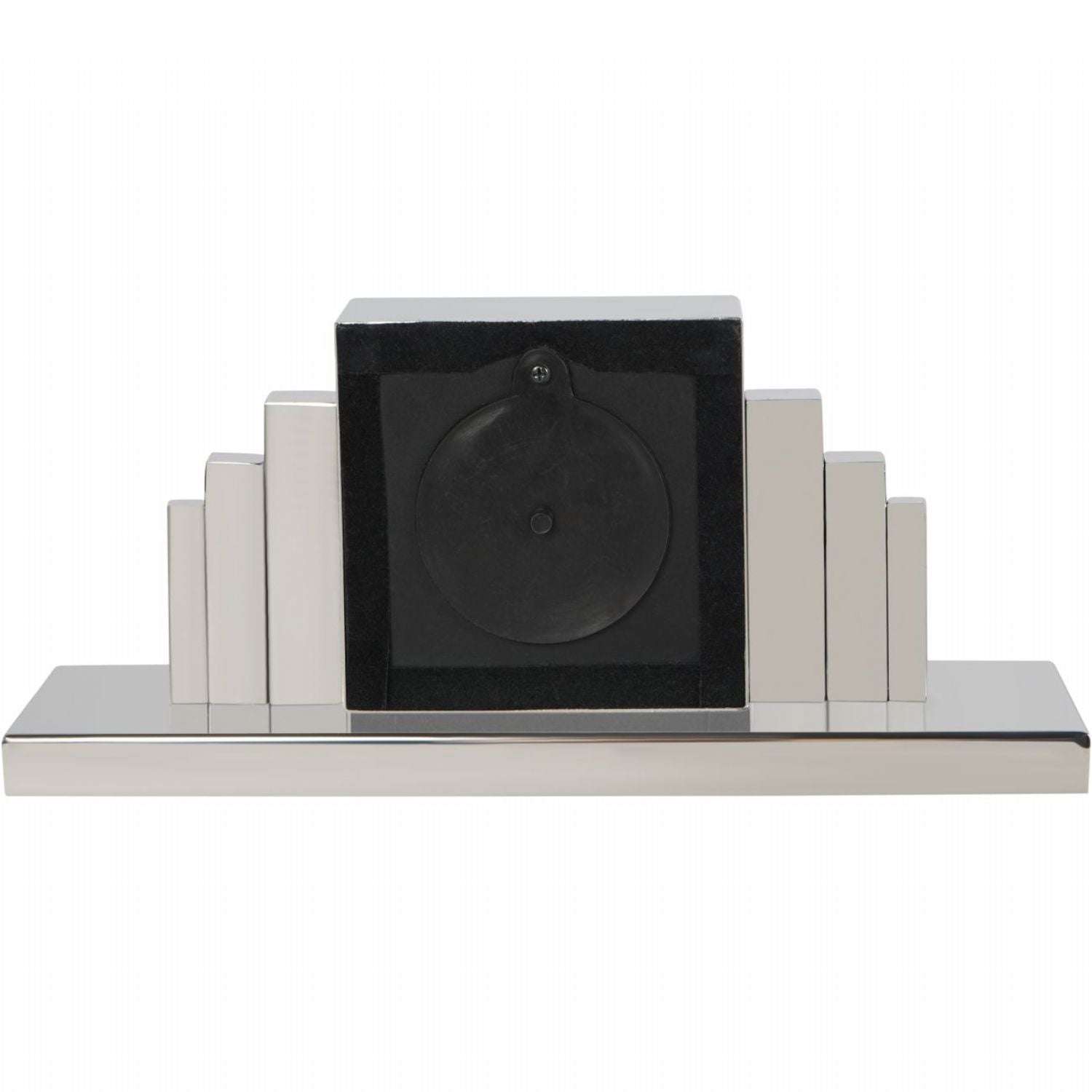 Art Deco Silver Nickel Plated Mantel Clock - Home Furniture Interiors