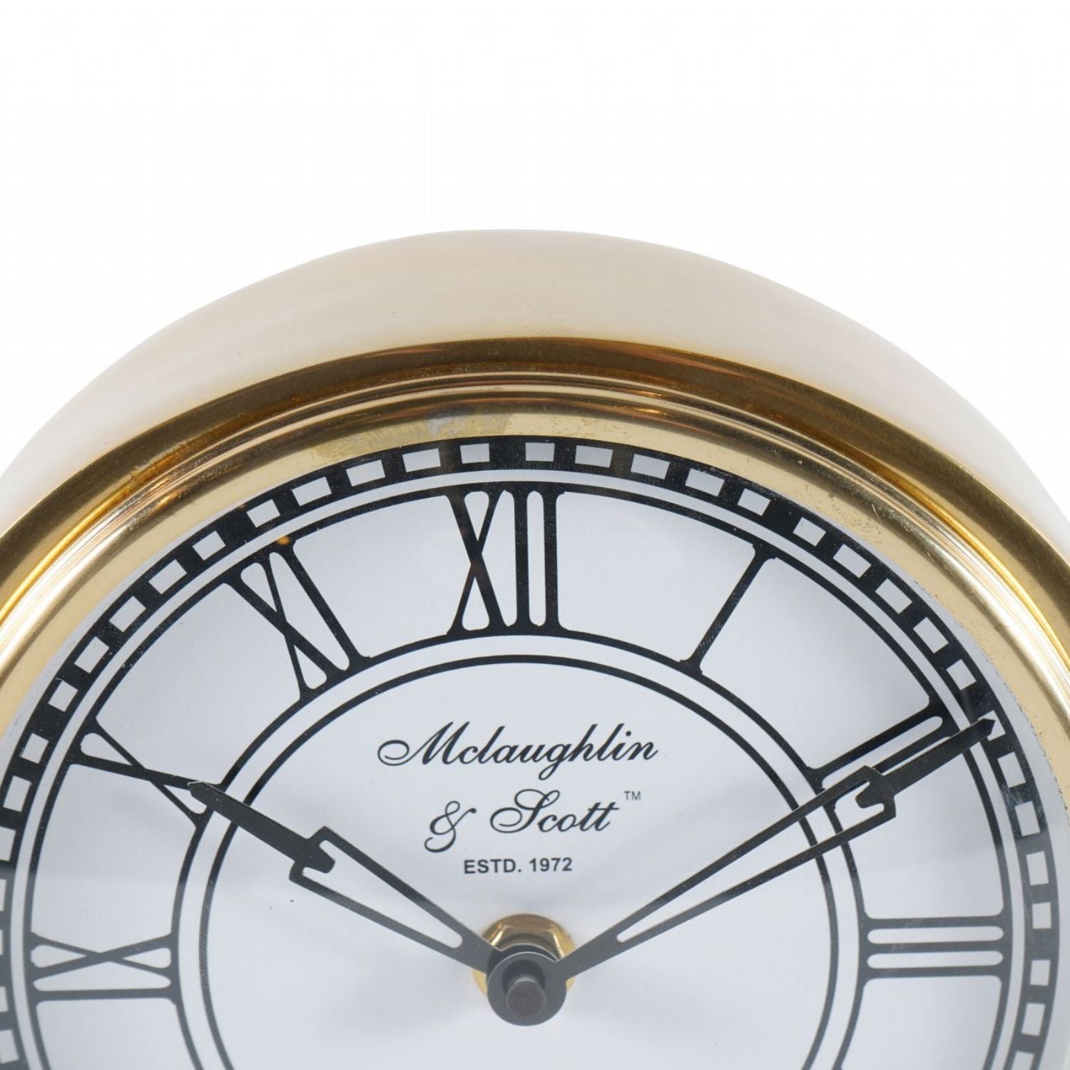 Curved Brass Finish Metal Carriage Mantel Table Clock - Home Furniture Interiors