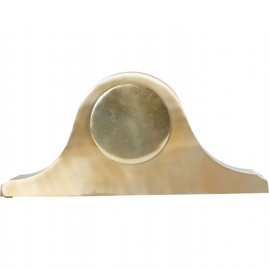 Curved Brass Finish Metal Carriage Mantel Table Clock - Home Furniture Interiors