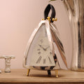 Curved Triangular Mantel Clock with Leather Handle