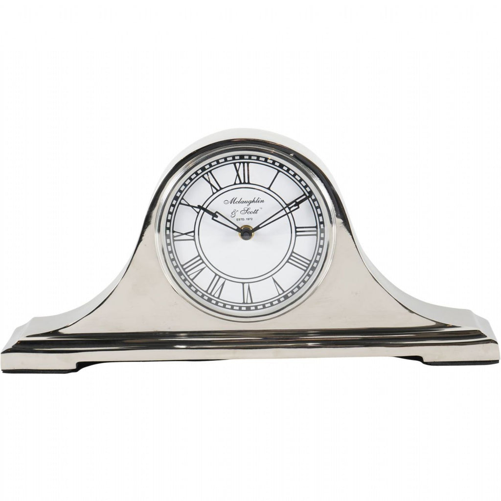 Nickel Silver Finish Metal Carriage Mantel Table Clock - Home Furniture Interiors