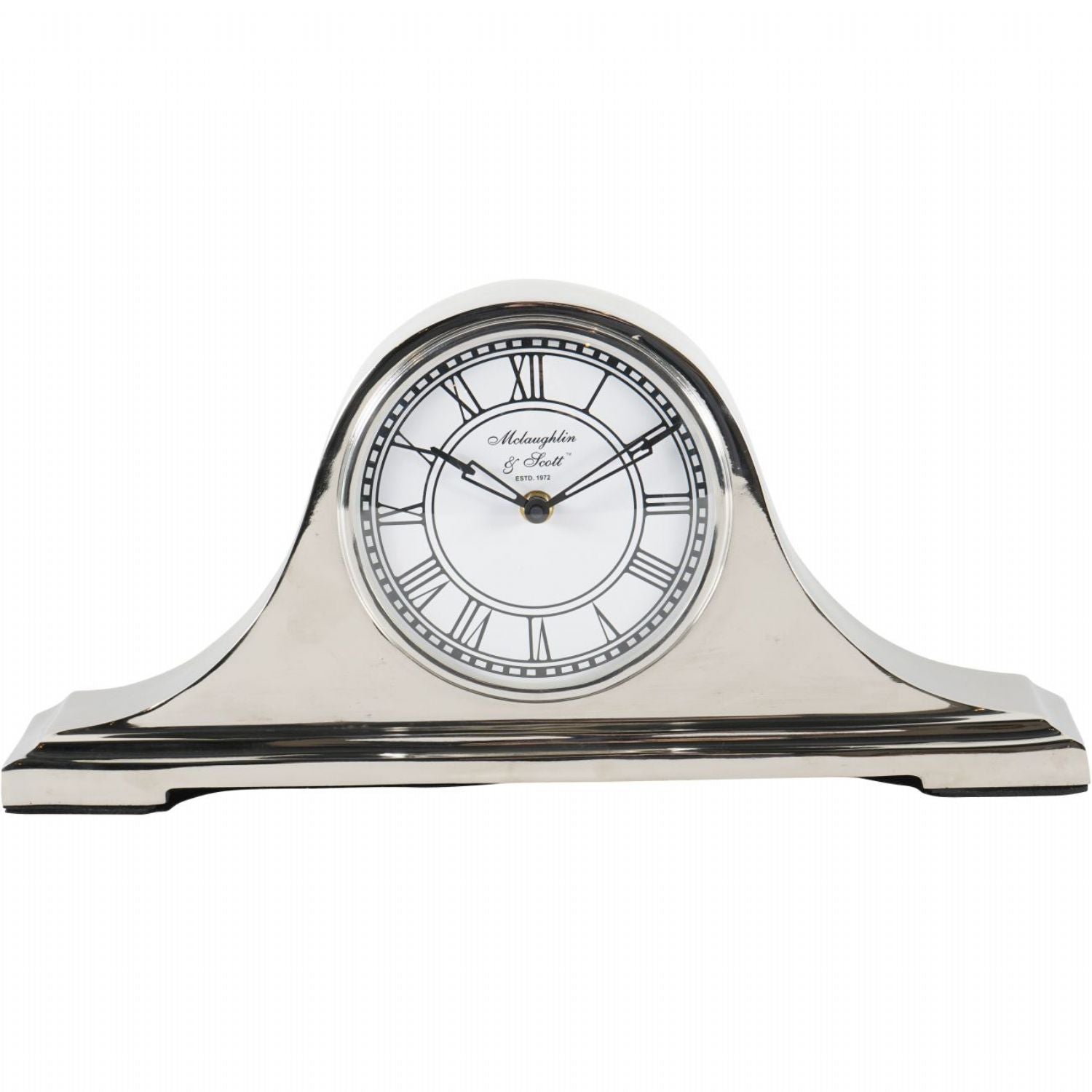 Nickel Silver Finish Metal Carriage Mantel Table Clock - Home Furniture Interiors
