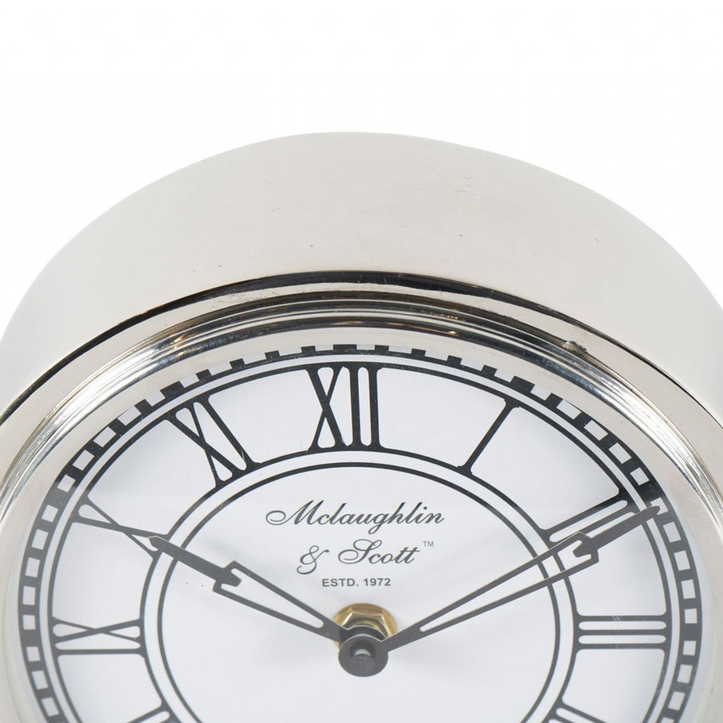 Nickel Silver Finish Metal Carriage Mantel Table Clock - Home Furniture Interiors