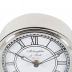 Nickel Silver Finish Metal Carriage Mantel Table Clock - Home Furniture Interiors