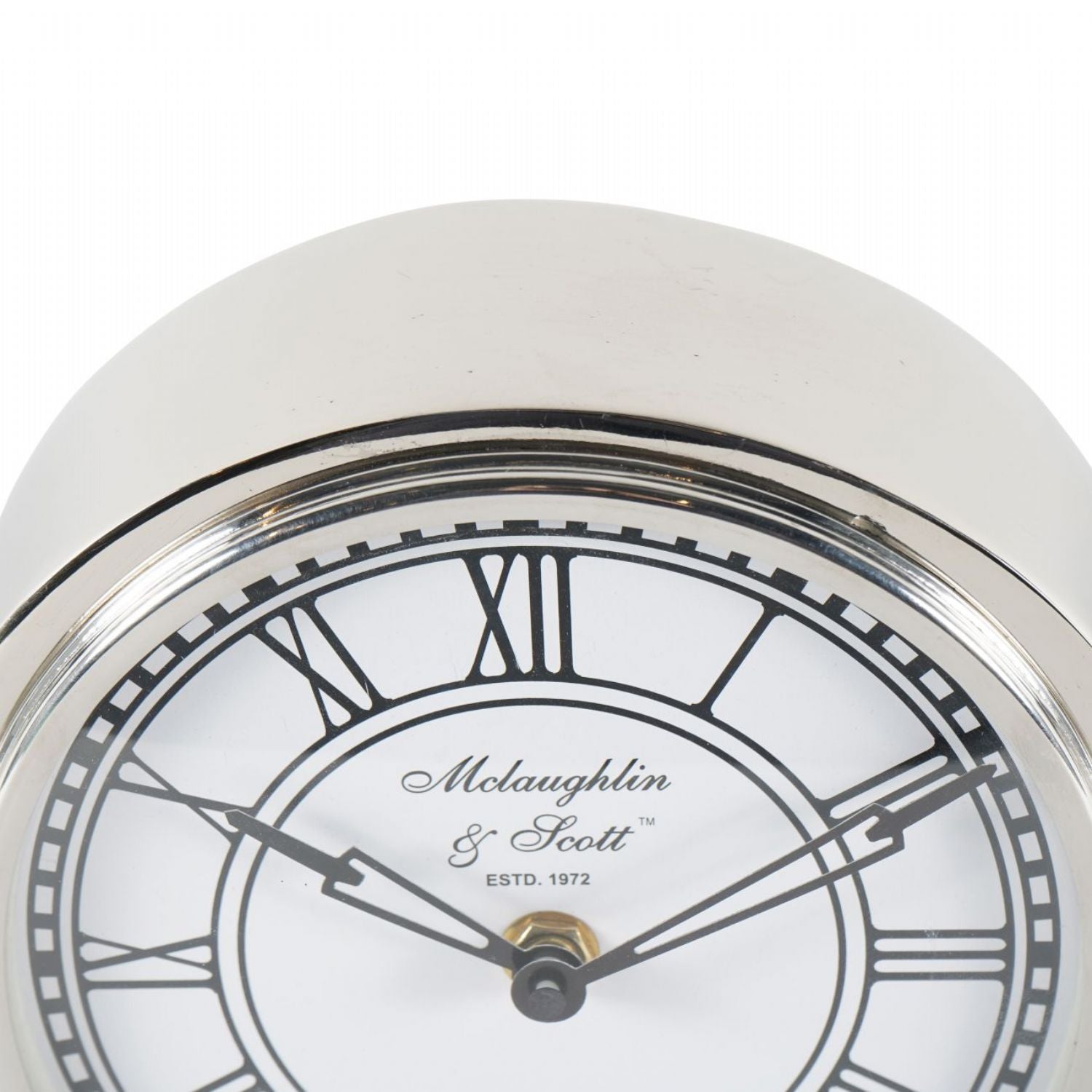 Nickel Silver Finish Metal Carriage Mantel Table Clock - Home Furniture Interiors
