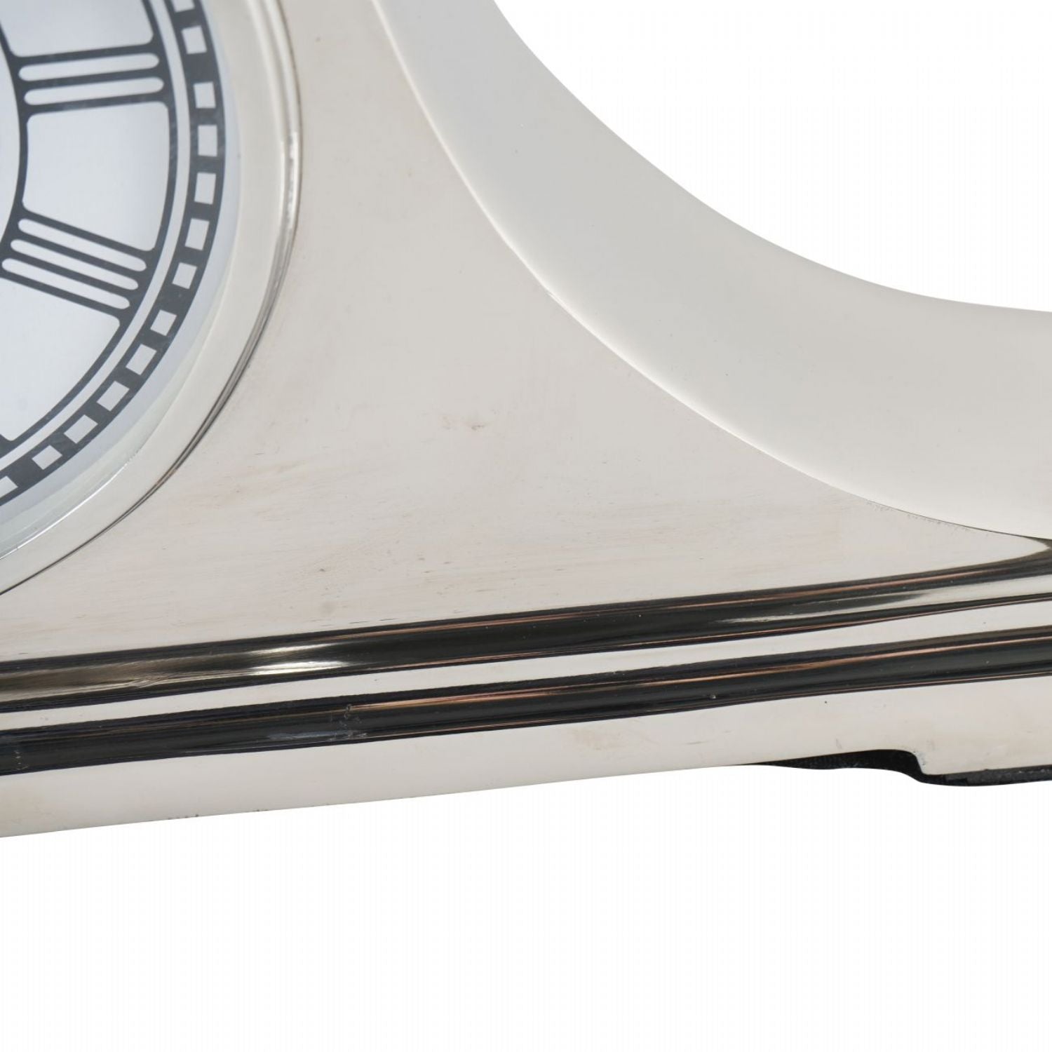 Nickel Silver Finish Metal Carriage Mantel Table Clock - Home Furniture Interiors