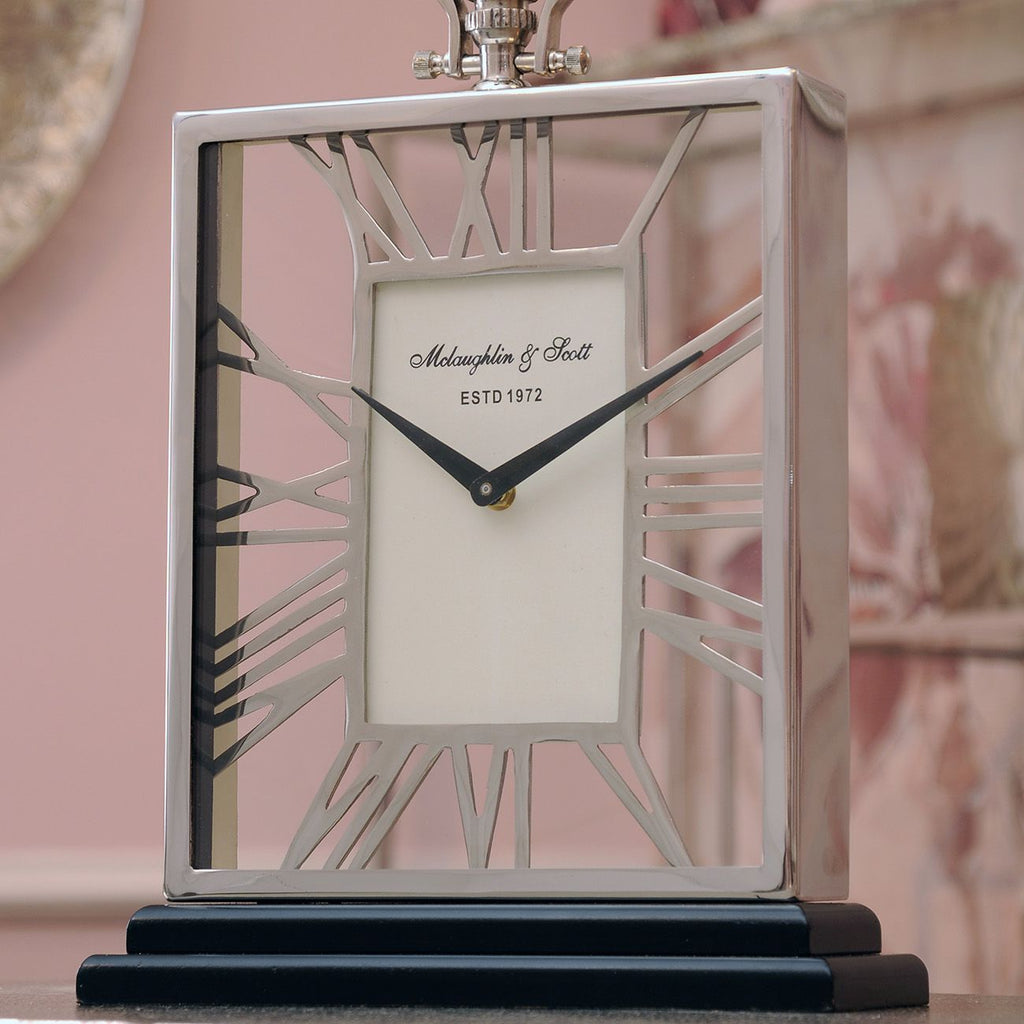 Silver Skeletal Mantel Carriage Clock