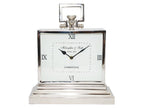 Traditional Silver Metal Rectangular Mantel Clock - Home Furniture Interiors