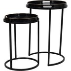 Black and Gold Painted Set of 2 Side Tray Top Tables - Home Furniture Interiors