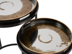 Black and Gold Swirl Mirrored Set of 2 Round Nesting Side Tables - Home Furniture Interiors