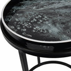Black Metal and Glass Swirl Nest of 2 Tray Top Tables - Home Furniture Interiors