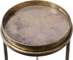 Gold Metal World Atlas Round Nest Set of 2 Side Tray Tables - Home Furniture Interiors