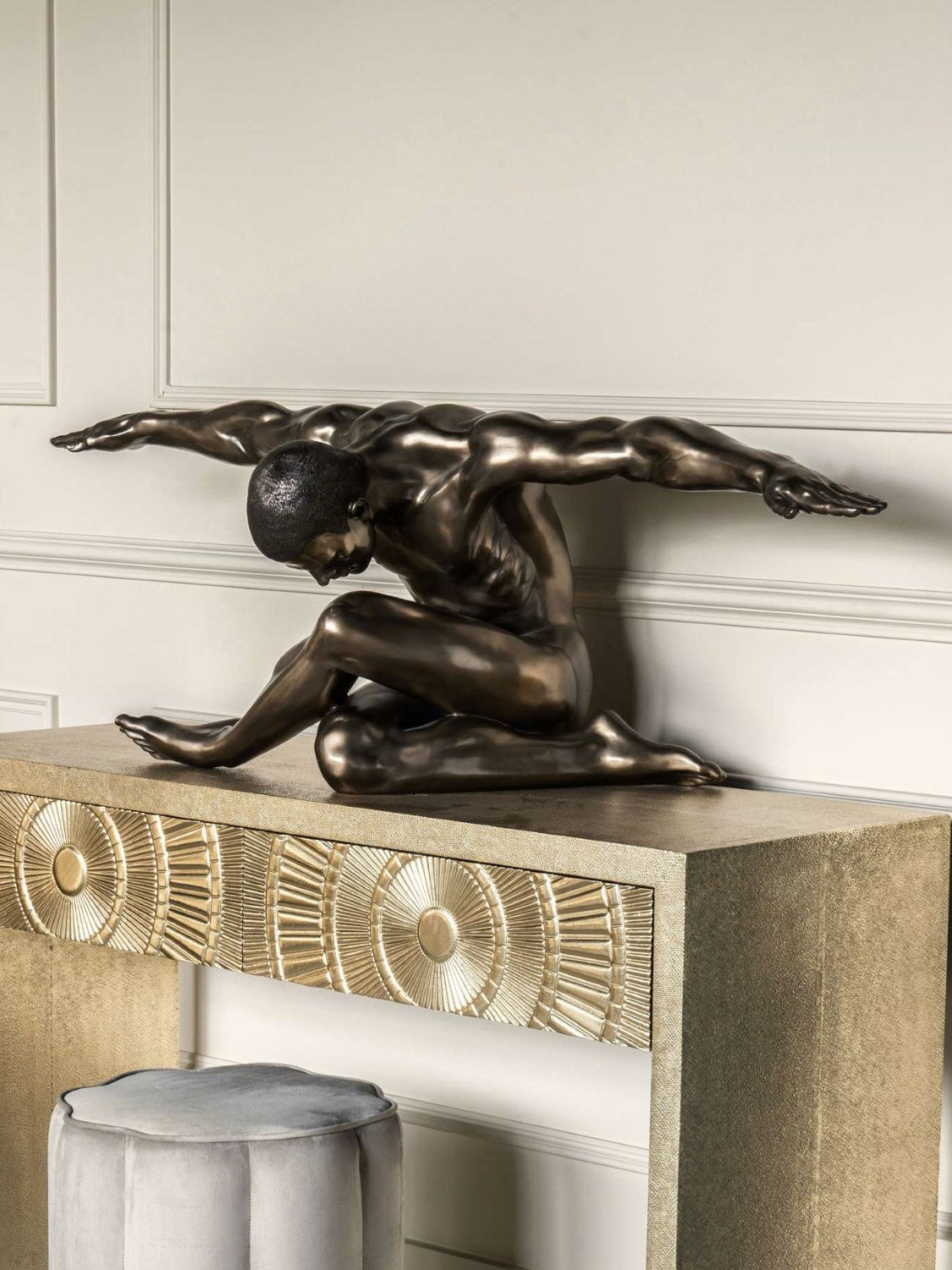 Antique Bronze Smooth Finish Large Male Sculpture - Home Furniture Interiors