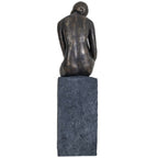 Bronze Resin Thinking Lady Sitting Sculpture - Home Furniture Interiors