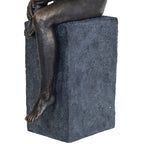 Bronze Resin Thinking Lady Sitting Sculpture - Home Furniture Interiors