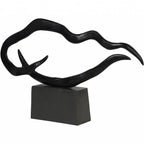 Large Textured Black Abstract Metal Sculpture - Home Furniture Interiors