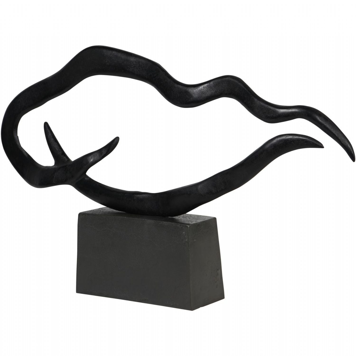 Large Textured Black Abstract Metal Sculpture - Home Furniture Interiors