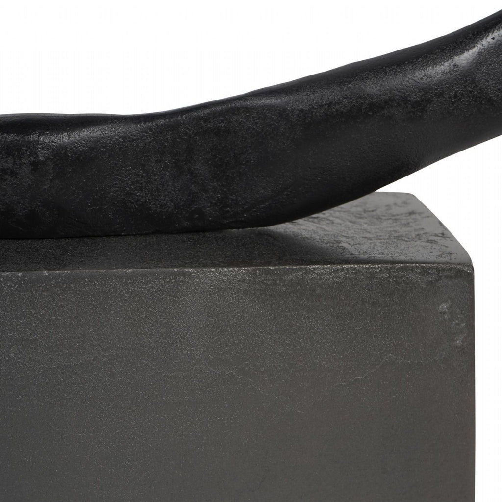 Large Textured Black Abstract Metal Sculpture - Home Furniture Interiors