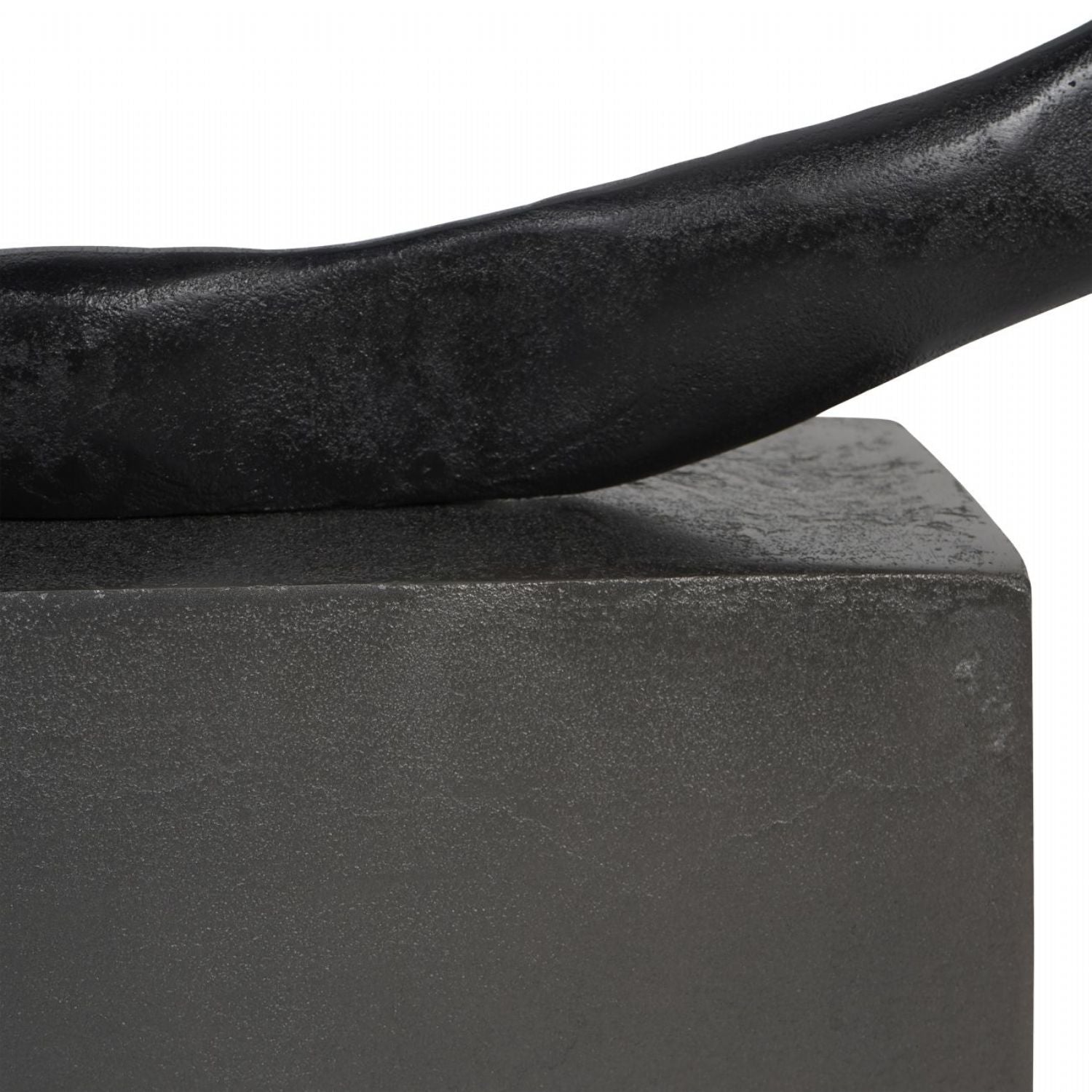 Large Textured Black Abstract Metal Sculpture - Home Furniture Interiors