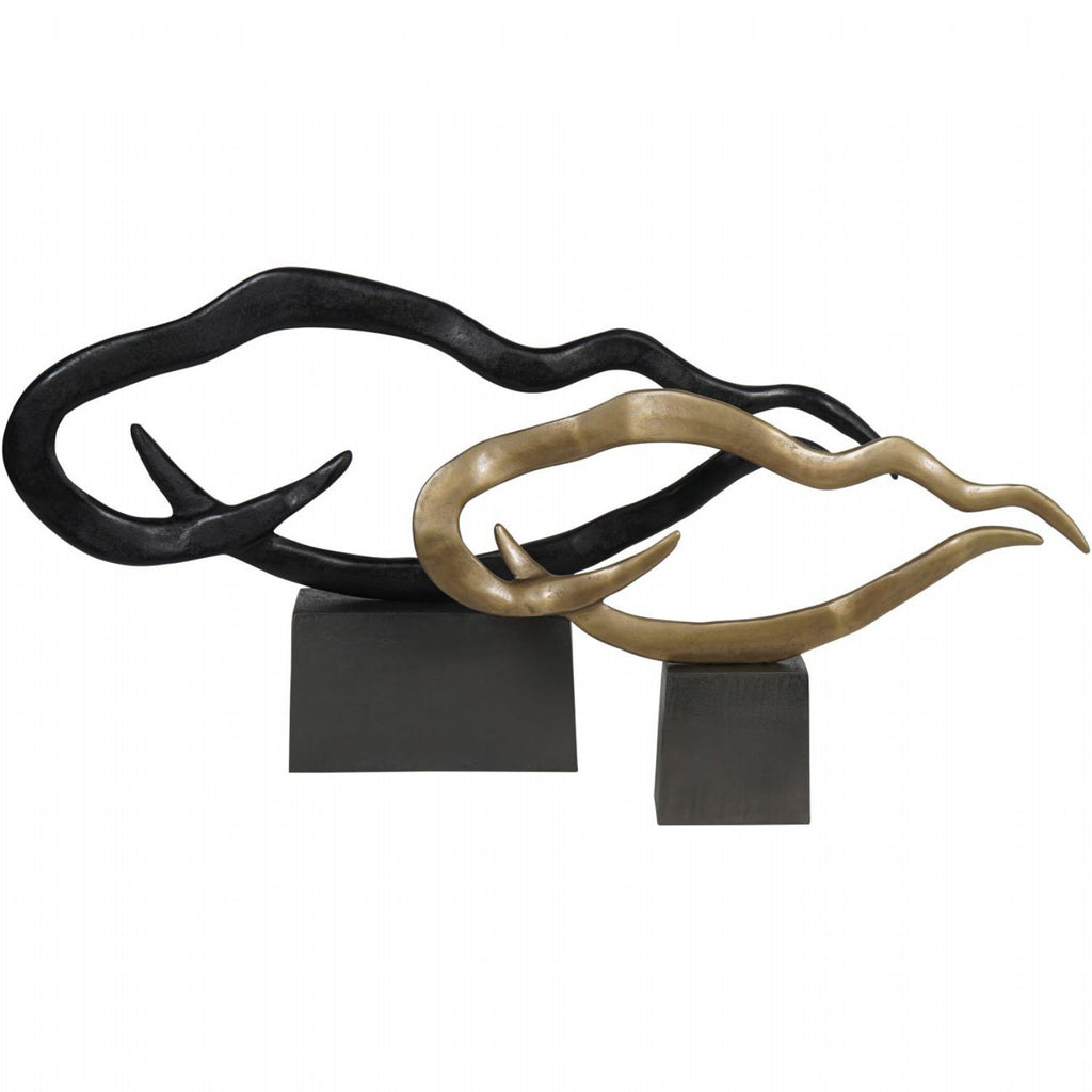 Large Textured Black Abstract Metal Sculpture - Home Furniture Interiors