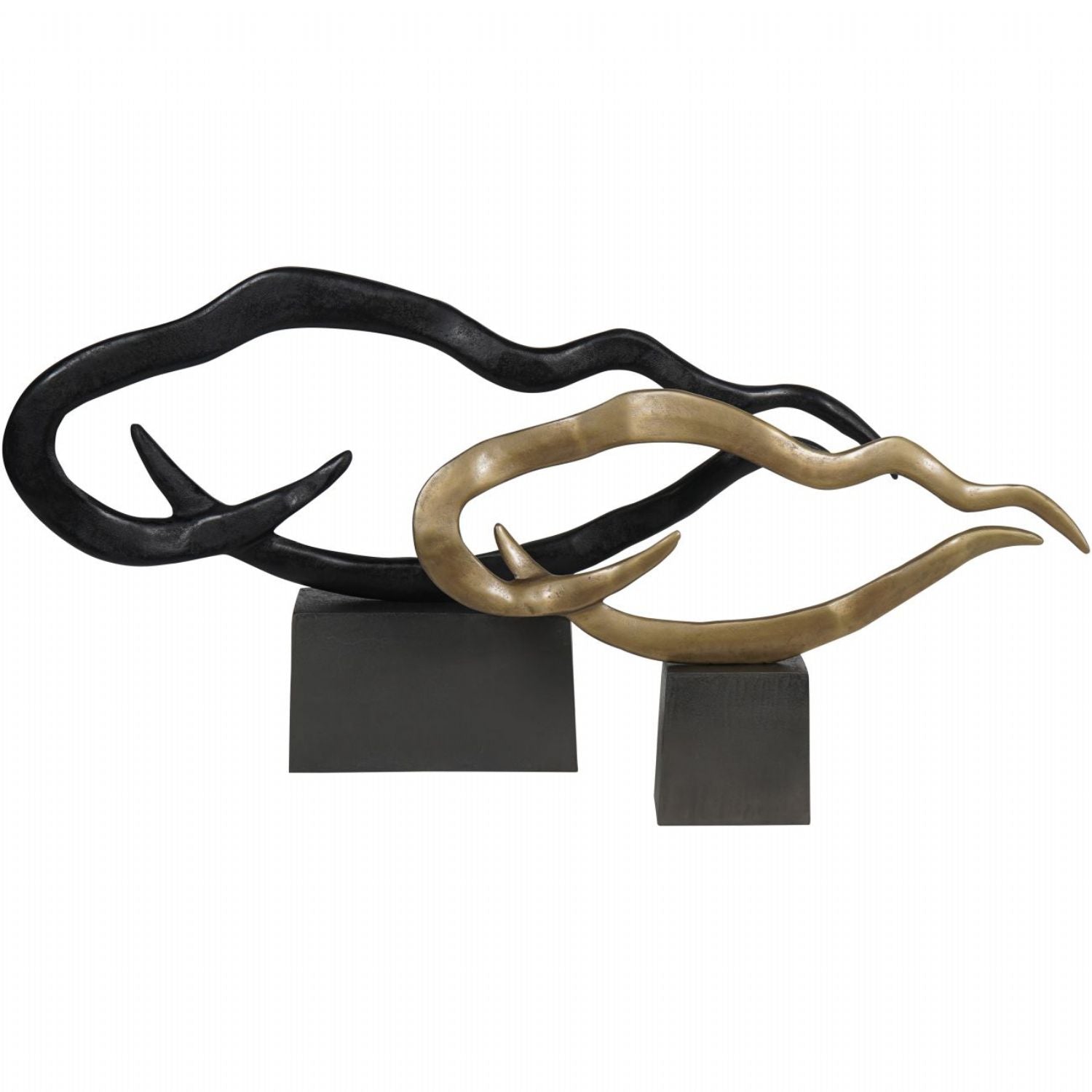 Large Textured Black Abstract Metal Sculpture - Home Furniture Interiors