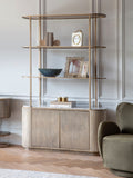 Gold Aged Marble Top Display Shelving Unit Glass Shelves