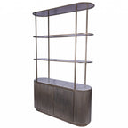 Gold Aged Marble Top Display Shelving Unit Glass Shelves - Home Furniture Interiors