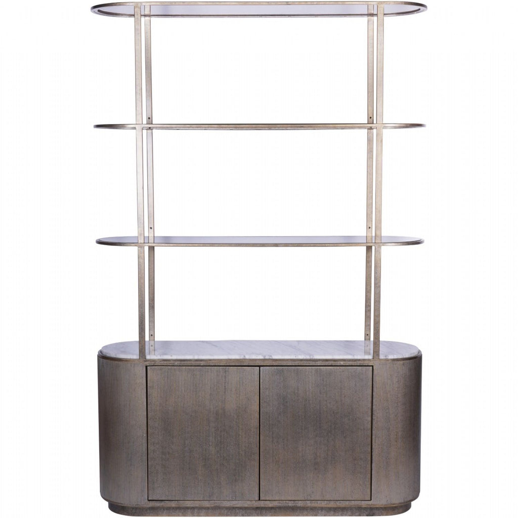 Gold Aged Marble Top Display Shelving Unit Glass Shelves