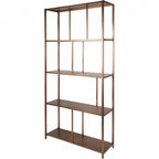 Gold Brushed Champagne Metal Open Shelving Unit with Geometric Frame