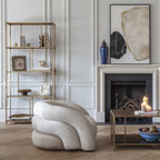 Gold Brushed Champagne Metal Open Shelving Unit with Geometric Frame - Home Furniture Interiors