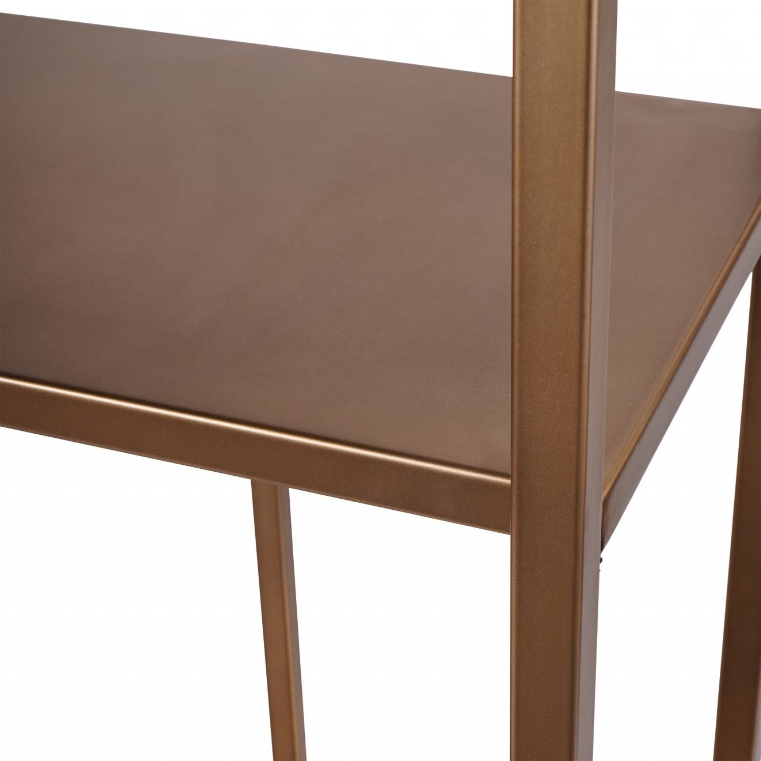 Gold Brushed Champagne Metal Open Shelving Unit with Geometric Frame