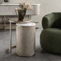 Aged Gold Round Glass and Marble Nest of 2 Side Tables