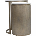 Aged Gold Round Glass and Marble Nest of 2 Side Tables - Home Furniture Interiors