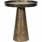 Antique Gold Hammered Iron Metal Rustic Round Side Table - Home Furniture Interiors
