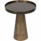 Antique Gold Hammered Iron Metal Rustic Round Side Table - Home Furniture Interiors