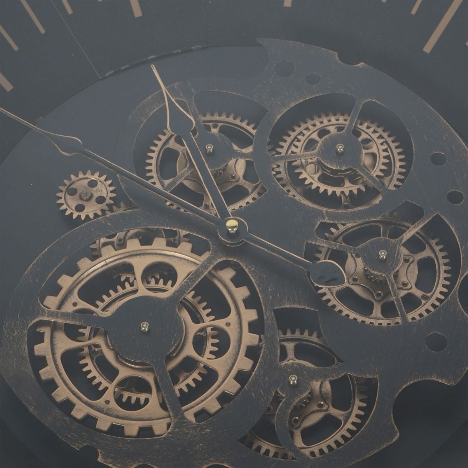 Black Metal Round Framed Clock Top Side Table - Home Furniture Interiors