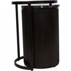 Black Set of 2 Metal Nesting Side Tables Marble Glass Tops - Home Furniture Interiors
