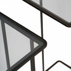Nest of 2 Clear Glass and Dark Bronze Metal Frame Side Tables - Home Furniture Interiors