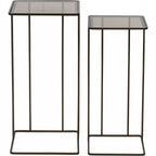 Gold Metal Nest of 2 Tables with Tinted Glass - Home Furniture Interiors