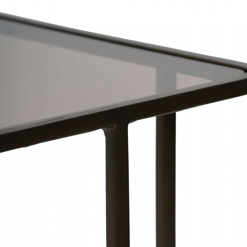 Gold Metal Nest of 2 Tables with Tinted Glass - Home Furniture Interiors