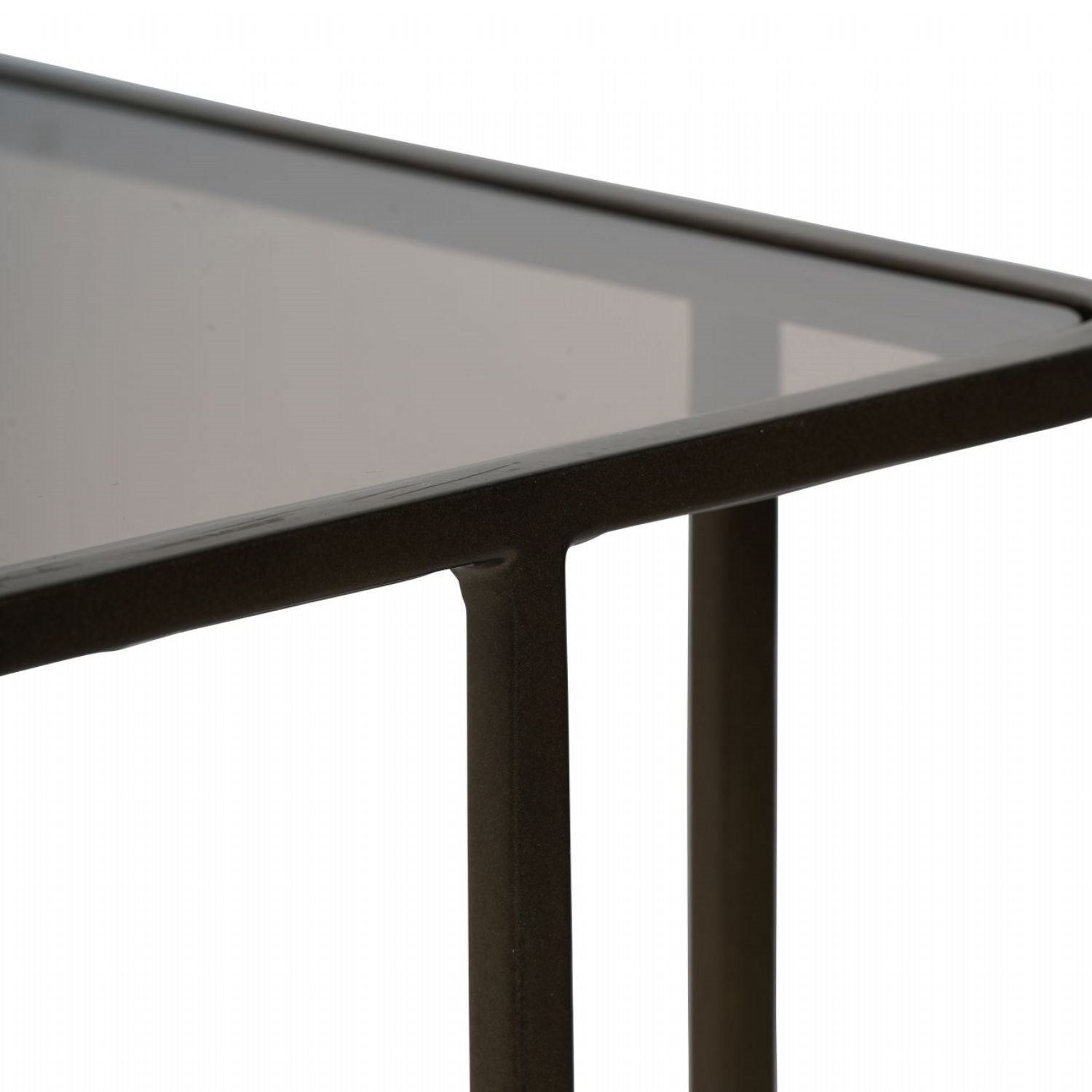 Gold Metal Nest of 2 Tables with Tinted Glass - Home Furniture Interiors