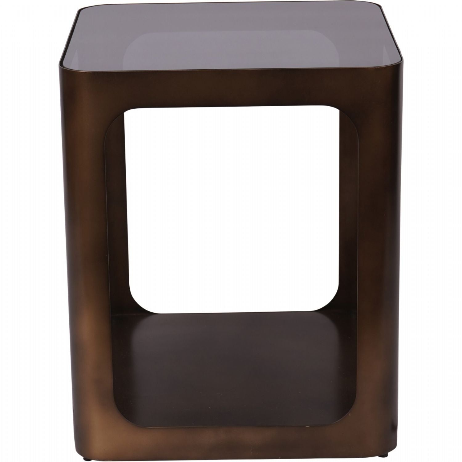 Thorpe Square Metal and Glass Side Table - Home Furniture Interiors