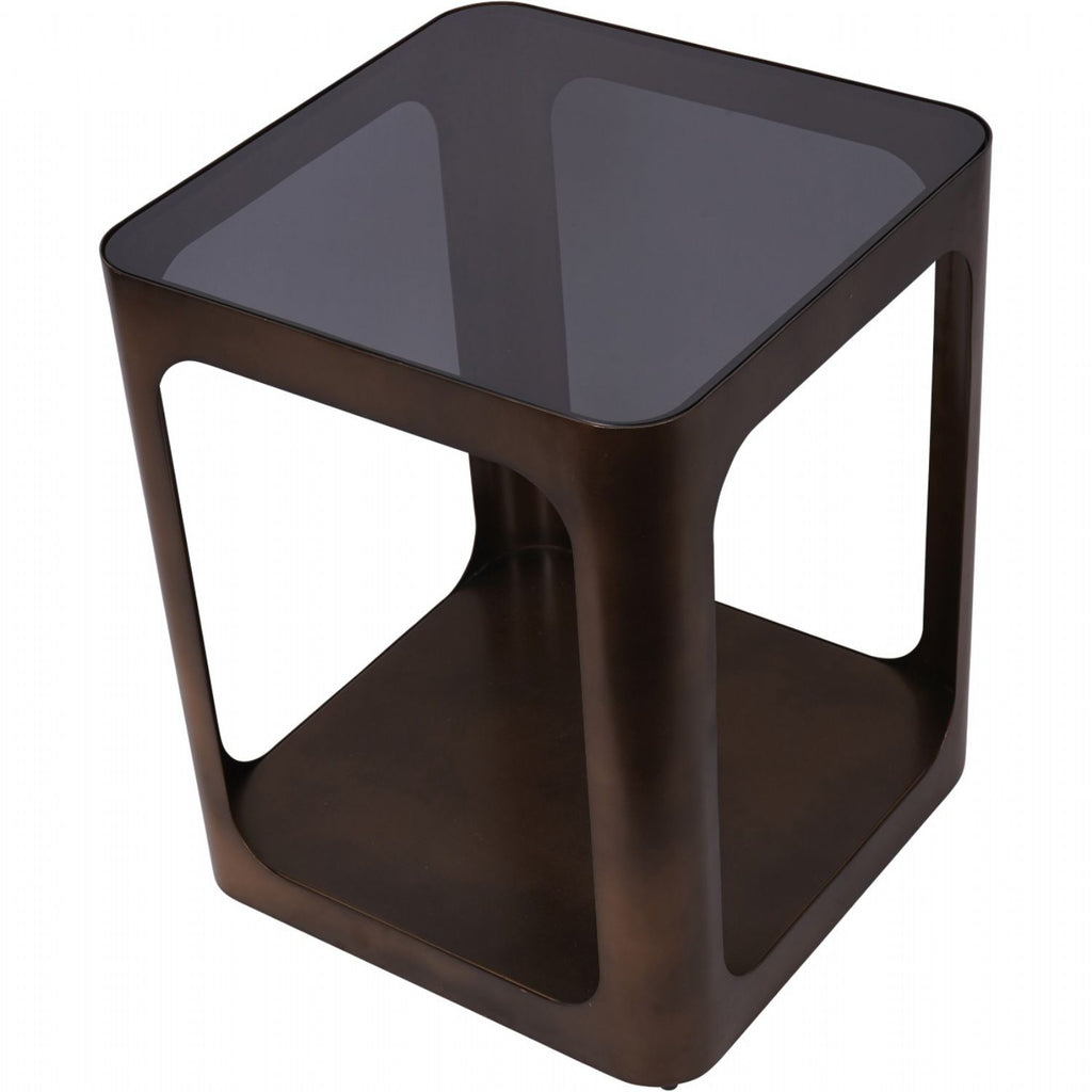 Thorpe Square Metal and Glass Side Table - Home Furniture Interiors